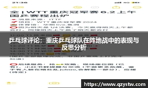 乒乓球评论：重庆乒乓球队在阵地战中的表现与反思分析