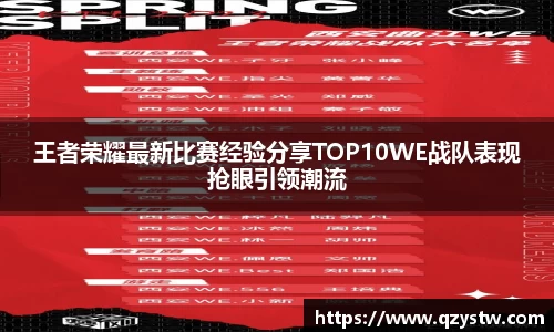 王者荣耀最新比赛经验分享TOP10WE战队表现抢眼引领潮流